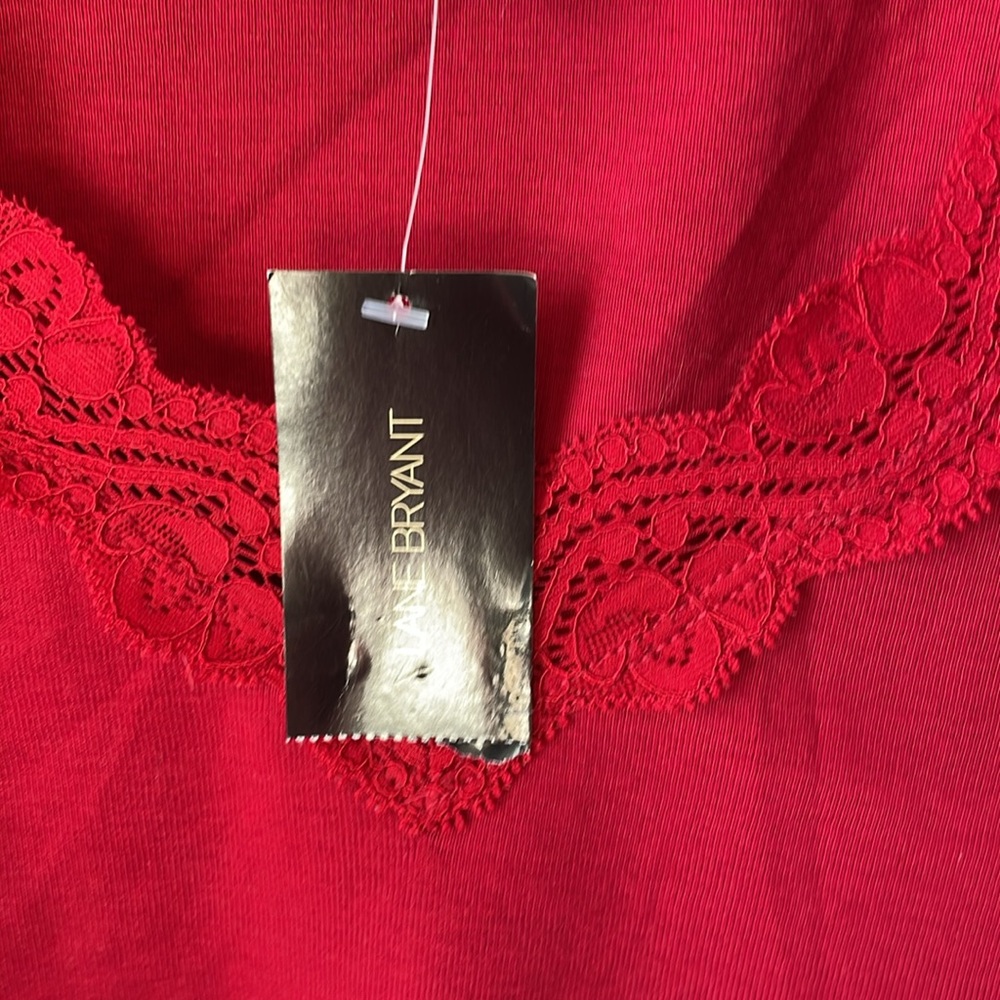 Lane Bryant Venezia Women's Size 26/28 Tank Top NWT Red with Lace - Picture 3 of 5